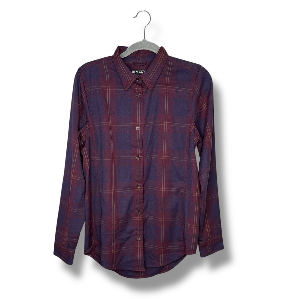 FLYLOW Mens Plaid Button Down Shirt‎ Long Sleeve Outdoor Hiking Casual M